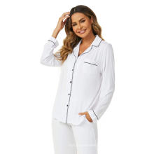 Mujeres de manga larga Modal Viscose Pajamas Set Sleepwear